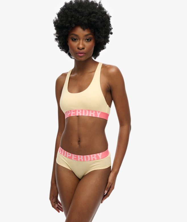 Superdry Women's Organic Cotton Large Logo Crop Bralette Yellow