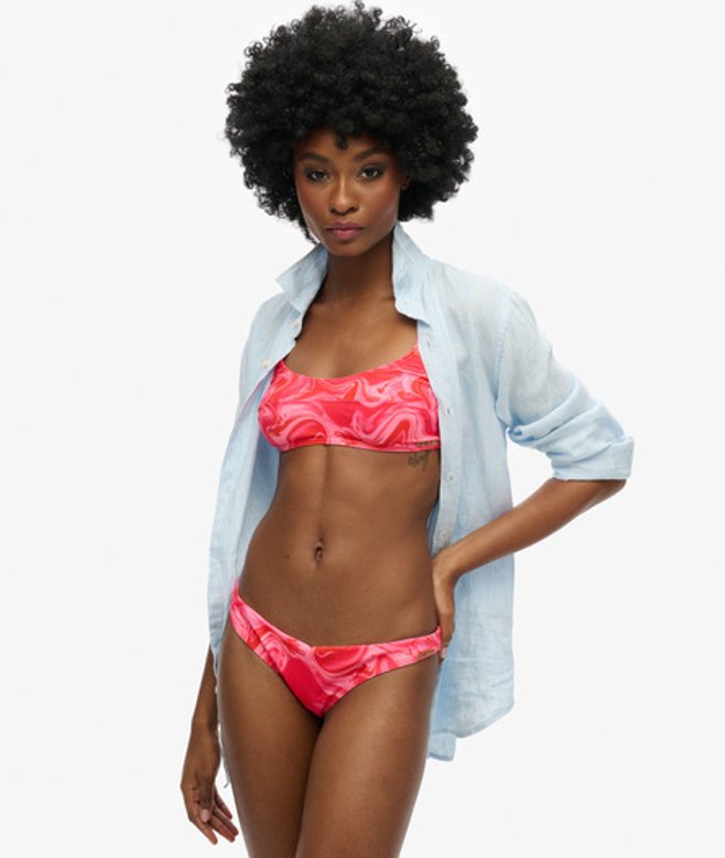 Superdry Women's Women's Printed Cheeky Bikini Bottoms Pink Malibu Pink Marble
