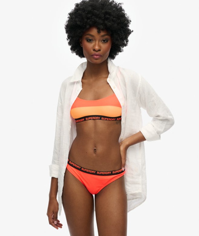 Superdry Women's Ladies Striped Elastic Bralette Bikini Top, Orange
