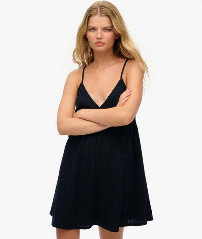 Superdry Women's Textured Woven Cami Mini Dress Navy