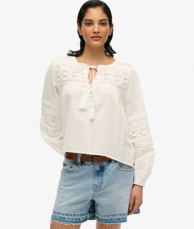 Superdry Women's Ibiza Lace Blouse White