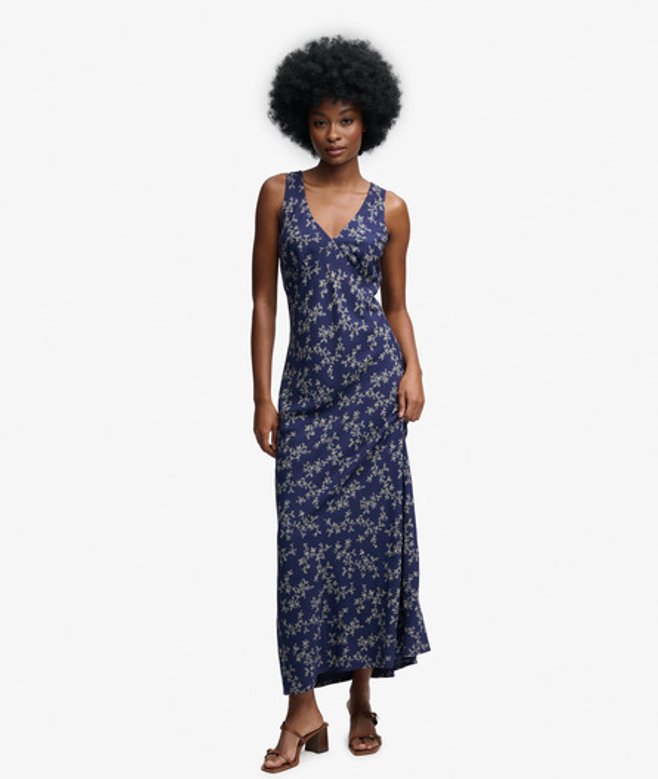 Superdry Women's Printed Sweetheart Maxi Dress Navy