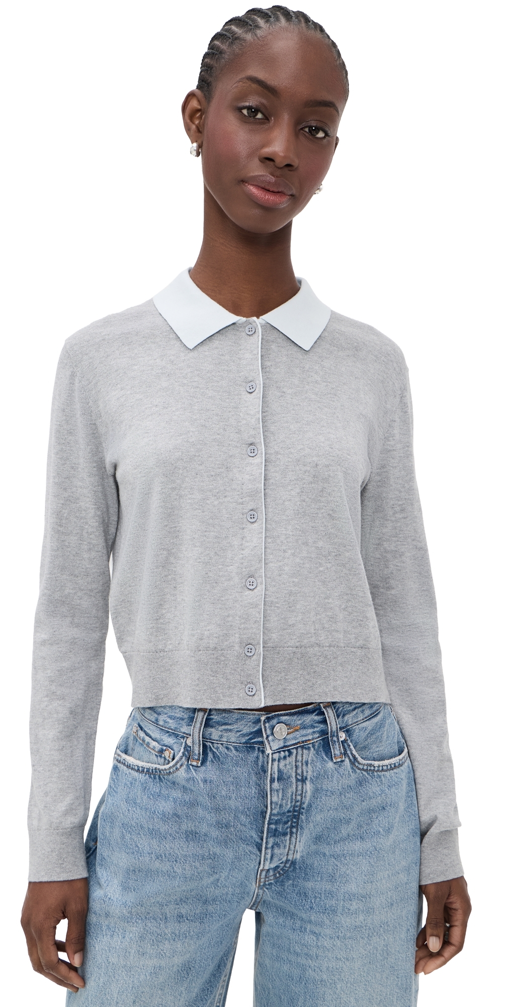 Velvet Riven Cardigan Heather Grey