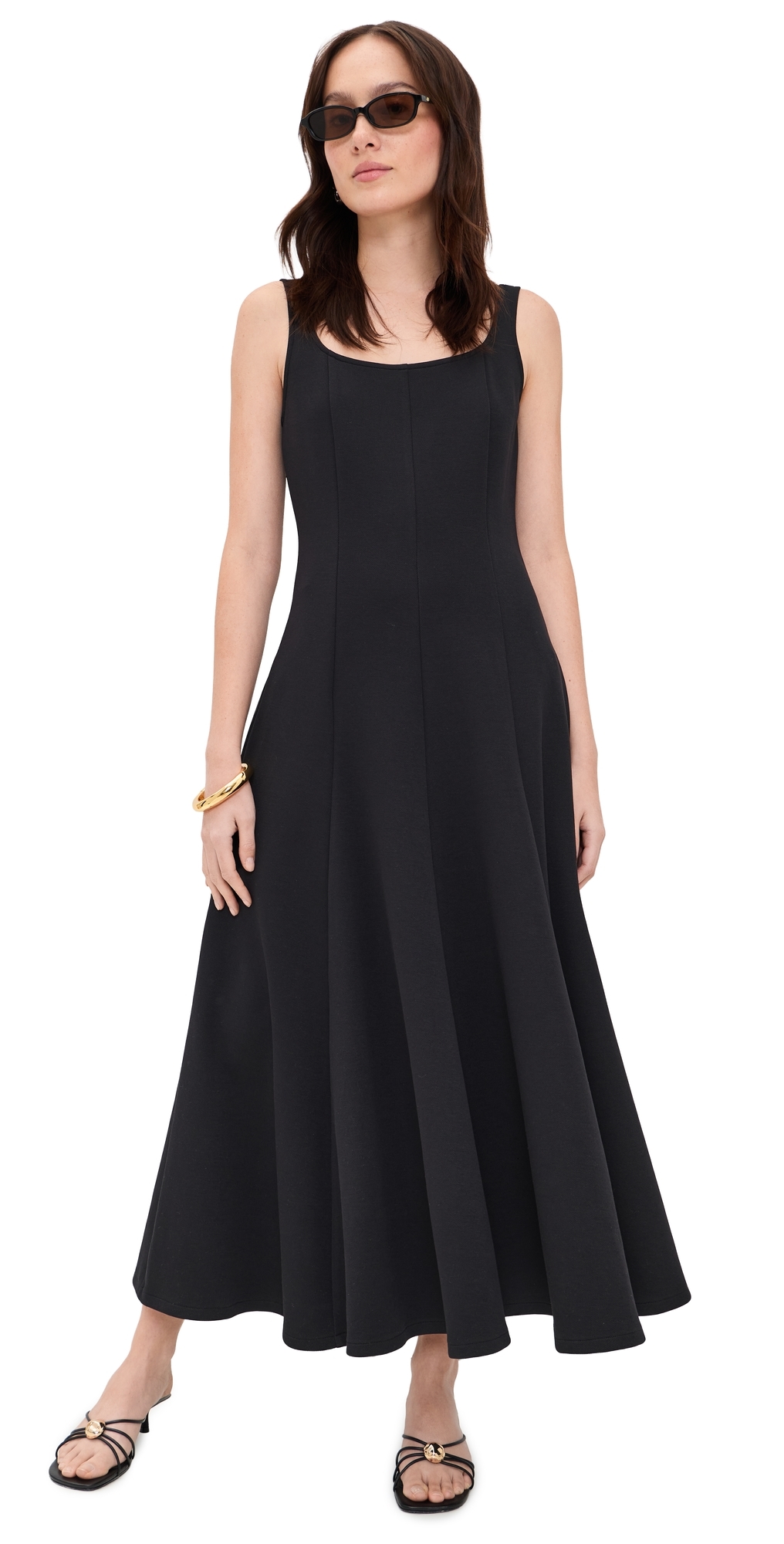 Vince Square Neck Seamed Dress Black