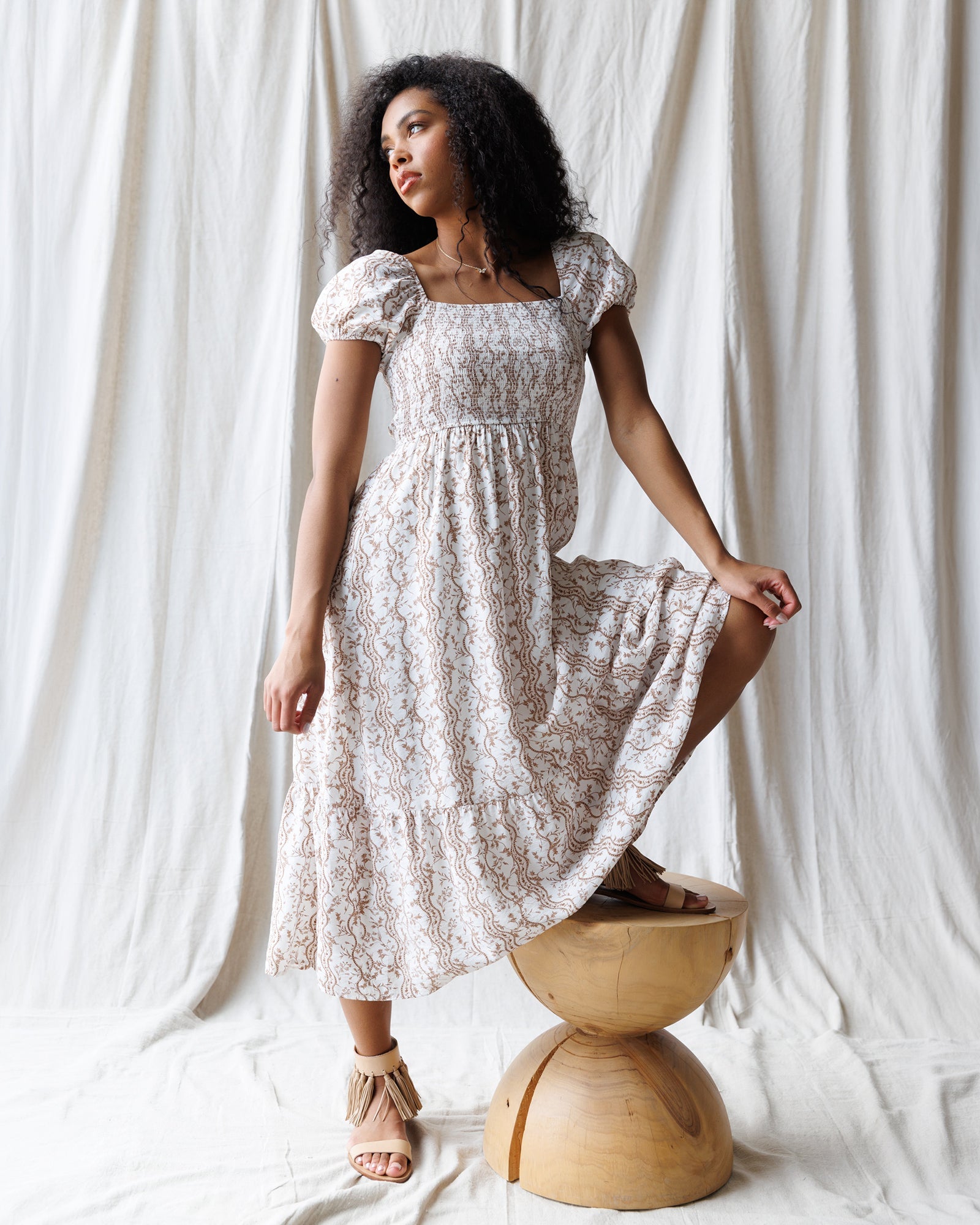 Vintage Beauty Dress - M Brown