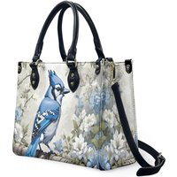 Blue Jay Bird Luxury Women Leather Handbag