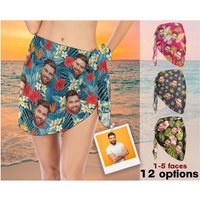 Custom Beach Sarong Wrap With Faces, Face Beach Sarongs Wrap, Face Women's Beach Bikini Sarong
