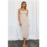Rooftop Martinis For Two Midi Dress Beige