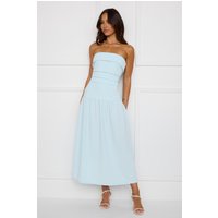 Effortlessly Posh Strapless Midi Dress Blue