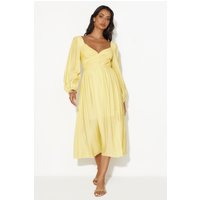 Dancing Deni Long Sleeve Midi Dress Yellow