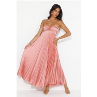 Clouds Of Love Strapless Pleated Maxi Dress Pink