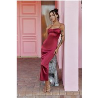 Claudia Satin Midi Dress Burgundy
