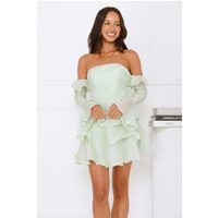 Rosewater Off Shoulder Mini Dress Sage