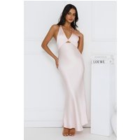 Ishara Halter Satin Maxi Dress Pink