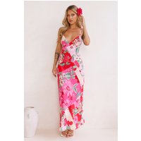 Fruit Picking Linen Blend Maxi Dress Pink