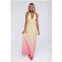 Glow Aesthetic Halter Mesh Maxi Dress Yellow
