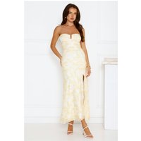 Gatsby Glow Strapless Mesh Maxi Dress Yellow