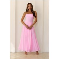 Spark Night Strapless Mesh Maxi Dress Pink