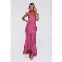 Jelly Glow One Shoulder Satin Maxi Dress Rose