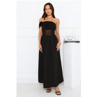 Luxe Whimsy Off Shoulder Maxi Dress Black