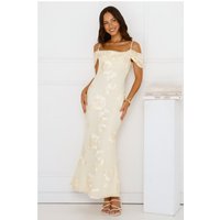You’re Magic Off Shoulder Mesh Maxi Dress Yellow