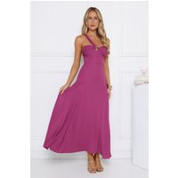 Glossed Edge One Shoulder Maxi Dress Plum