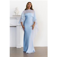 Love Locked In Sheer Overlay Maxi Dress Blue
