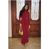 Sophisticated Style Long Sleeve Maxi Dress Wine