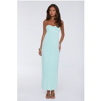 The Pretty Way Plisse Strapless Maxi Dress Aqua