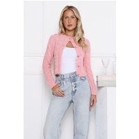 Rose Wool Blend Knit Cardigan Pink