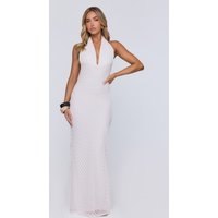 Flirty Daydream Halter Knit Maxi Dress White