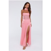 Island Allure Mesh Strapless Maxi Dress Pink