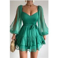 Daydream Fiesta Long Sleeve Mini Dress Emerald