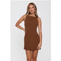 Pretty Professional Tailored Mini Dress Brown