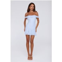 Sweet Darling Lace Off Shoulder Mini Dress Blue