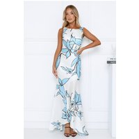 Beauty Untold Satin Maxi Dress Blue