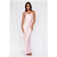 The Madeline Cowl Satin Maxi Dress Pink