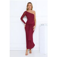 Dressed In Love One Shoulder Mesh Maxi Dress Plum