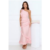 Moonlit Thoughts One Shoulder Maxi Dress Pink