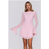 Sunset Season Long Sleeve Polka Dot Mini Dress Pink