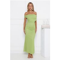 Talk Truthful Off Shoulder Mesh Maxi Dress Green