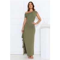 Effortlessly Irresistible Off Shoulder Maxi Dress Green