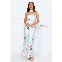 Softly Radiant Satin Maxi Dress Green