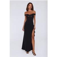 Ethereal Lace Off Shoulder Maxi Dress Black