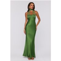 Étoile Club Satin Halter Maxi Dress Green