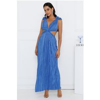 Lavish Kiss Plisse Maxi Dress Blue