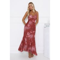 Rosé Horizon Mesh Maxi Dress Burgundy