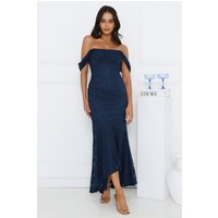 One To Want Off Shoulder Lace Maxi Dress Navy
