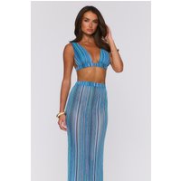 Ocean Bloomette Knit Crop Top Blue