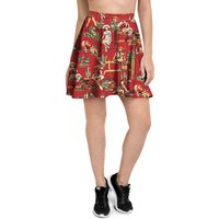Red Pistolero Cowgirl A Line Vintage Women's Skater Skirt